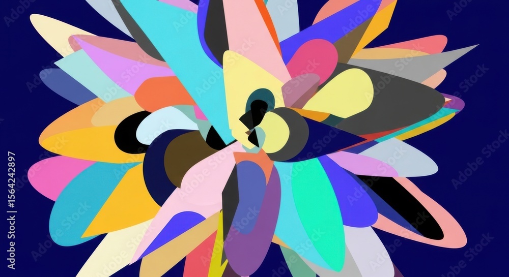 Poster colorful abstract explosion shape background with dynamic swirls and vivid petals