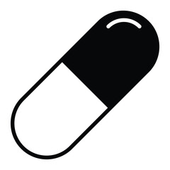 Medicine capsule vector icon. Pill drug symbol for pharmacy, healthcare, treatment, medication, antibiotics, or supplement packaging design. Isolated illustration.
