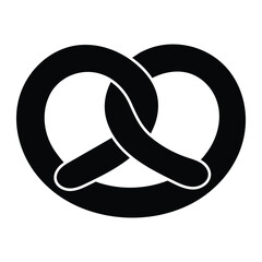 Pretzel silhouette vector icon. Traditional baked snack symbol for Oktoberfest, German food, bakery, menu design, pastry shop, or street food illustration.