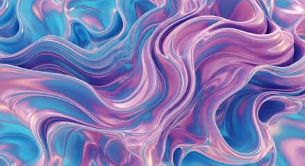Iridescent Flowing Fabric Swirls Abstract Background with Pink and Blue Hues
