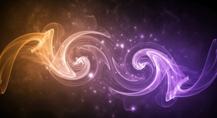 Obraz premium Abstract Background Orange Purple Swirls Light Particles
