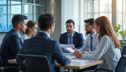 Intense business meeting: professional team discussing strategies and growth