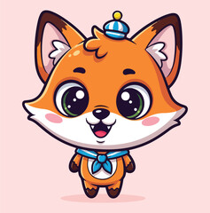 A cute cartoon fox with big ears vector illustration in a vibrant, playful style.