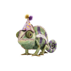 Festive Chameleon in Party Hat A Celebration of Nature's Wonders