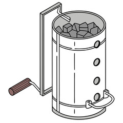 Charcoal chimney starter with wooden handle barbecue