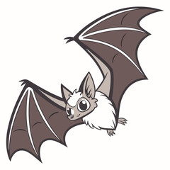 Cartoon bat flying with spread wings animal
