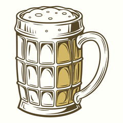 Frothy Beer Mug Illustration drink beverage