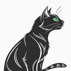 Black cat with green eyes feline animal