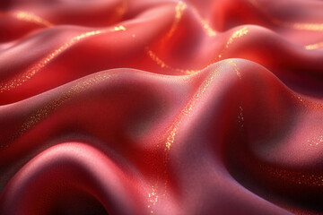 Red fabric with gold glitters.