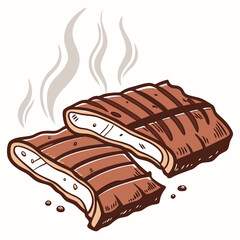 Grilled ribs steaming hot barbecue meat
