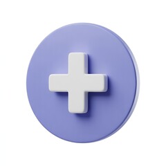 White plus sign on lavender circle, stark white background, simplicity, clarity, clean flat design, add symbol, minimalist icon, basic positive action