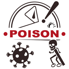 Poison symbol with virus and skeleton danger skull