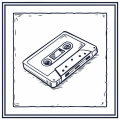 Vintage cassette tape sketch audio music