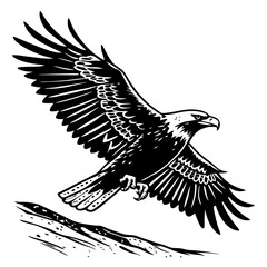 Majestic eagle soaring over rocky terrain bird flight