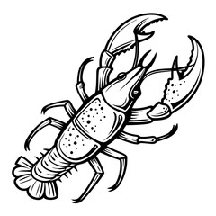 Black and white crustacean claw lobster