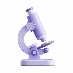Light purple microscope cartoon style on white background, symbolizing science, education, research, biology, technology, learning, discovery, laboratory, study, cartoon, simple, clean illustration.