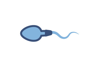 Simple Blue Sperm Cell Illustration with Dark Outline and Tail.