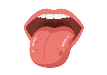 Detailed Illustration of a Human Tongue with Visible Taste Buds and Surface Texture.