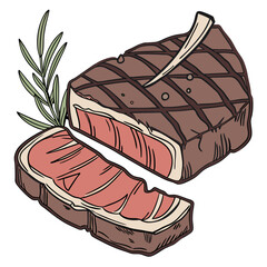 Grilled steak with rosemary garnish meat beef
