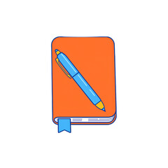 Orange Notebook with Blue Pen Planning, Note-Taking, and Journaling