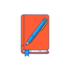Red Notebook with Blue Pen A Simple Illustration