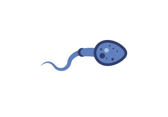 Stylized Blue Sperm Cell with Oval Head and Wavy Tail.