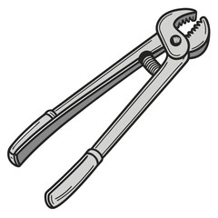 Silver pipe wrench with serrated jaws adjustable wrench