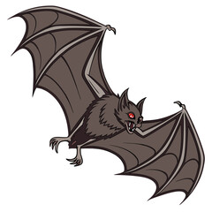 Flying vampire bat with red eyes animal creature