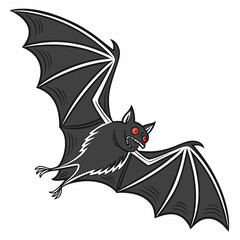Flying vampire bat with red eyes animal creature
