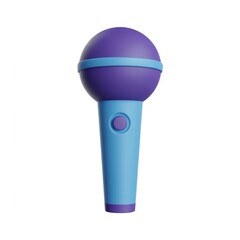 3D render of a purple and blue microphone isolated on white, modern digital design for audio, podcasting, voice, or recording concepts.