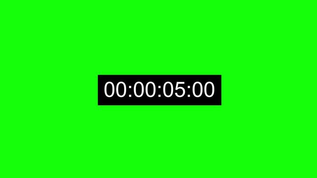 Animated Digital Timecode Green Screen, Running Timer Overlay