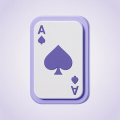 Stylized ace of spades playing card with purple border on light purple background, representing games, cards, and casino themes.