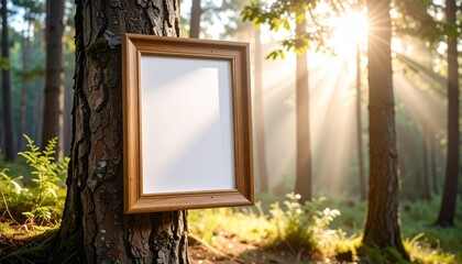 Frame by Tree in Misty Forest