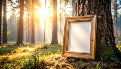 Frame by Tree in Misty Forest