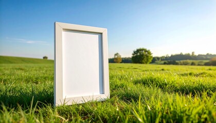 Empty Frame on Sunny Grass Field