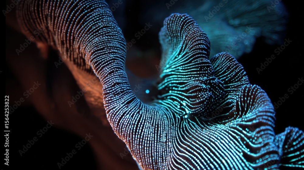Poster intricate luminous patterns on a textured surface.