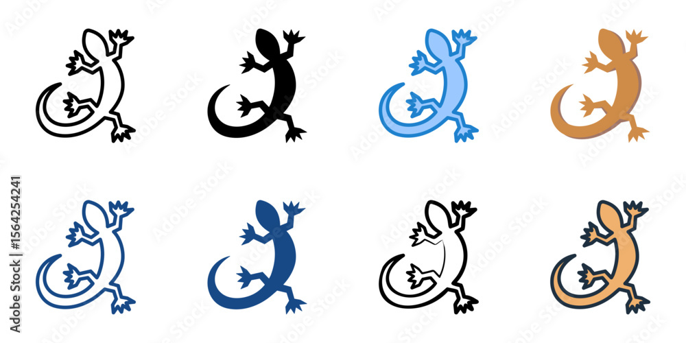Poster lizard icon set multiple style collection