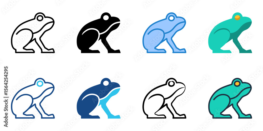 Poster frog icon set multiple style collection