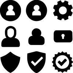 Black and White Flat UI Icons for Web and App Design