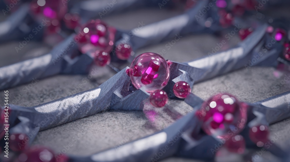 Poster close-up view of a structured arrangement of translucent objects.