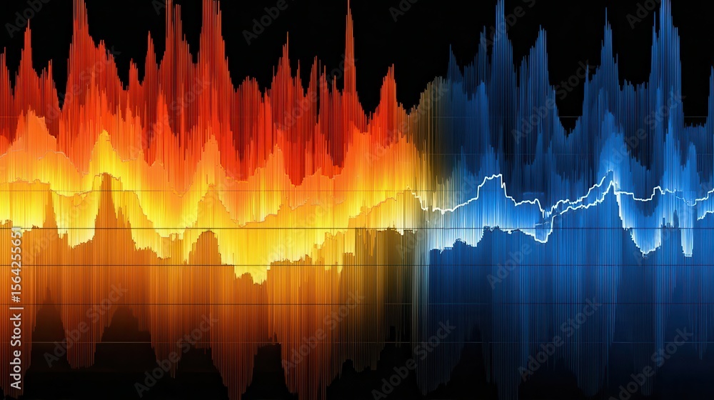 Poster abstract graphic representation of fluctuating data.
