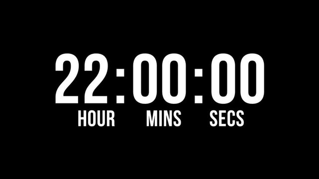 Digital Clock Timer Countdown 24 Hour Animation Suitable for Streaming, Events, or Time Display Screens