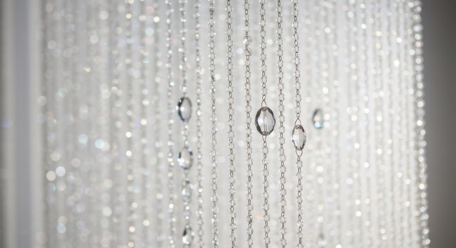 Crystal strands shimmer softly illuminated by gentle light droplets cling delicately. AI Generated - Powered by Adobe