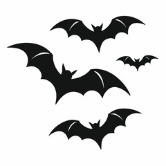 Fototapeta premium Several flying bat silhouettes create a spooky halloween with transparent background now