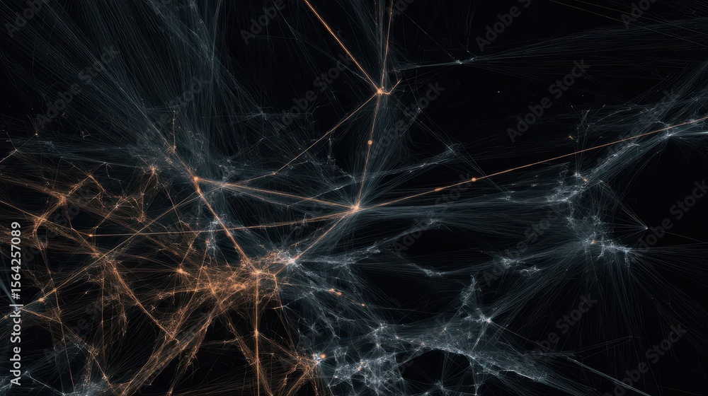 Poster complex network of interconnected points, showing global connections.