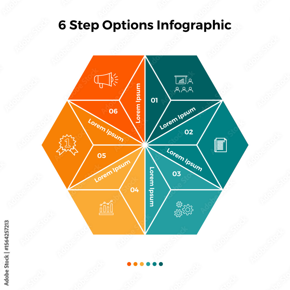 Poster venn diagram infographic circular with 6 options. hexagon chart that can be used for business analyt