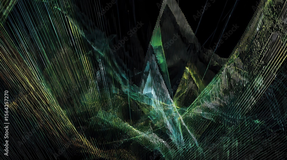 Poster abstract design with intersecting lines and shapes.