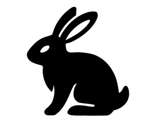 Rabbit silhouette, black rabbit vector illustration, isolated icon on white background

