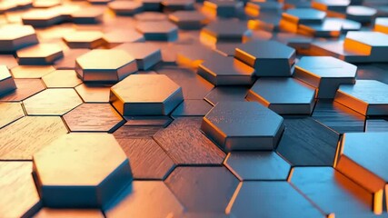Abstract pattern of metallic hexagonal tiles - Powered by Adobe