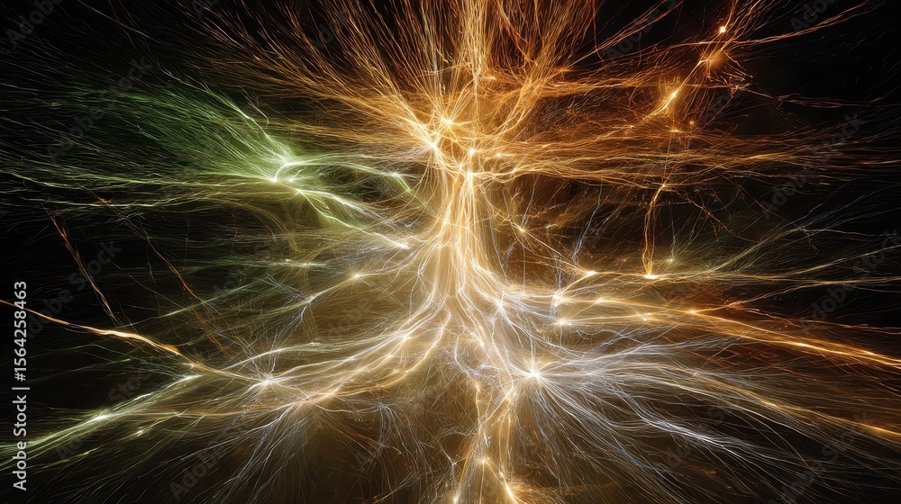 Poster abstract network design with glowing threads.